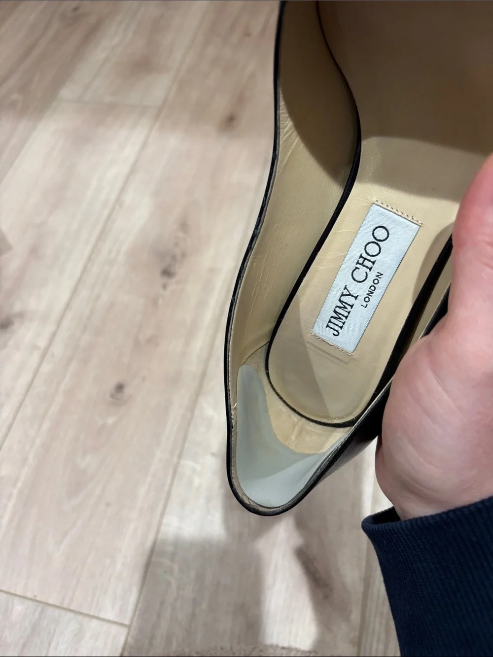 Jimmy Choo Black Leather Round-Toe Pumps
